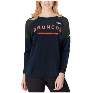 Nike Denver Broncos Navy Blue Shirt Dri-Fit Long Sleeve Size L NFL Football